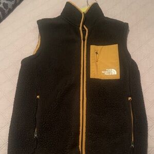 The North Face Black and Gold Fleece Vest